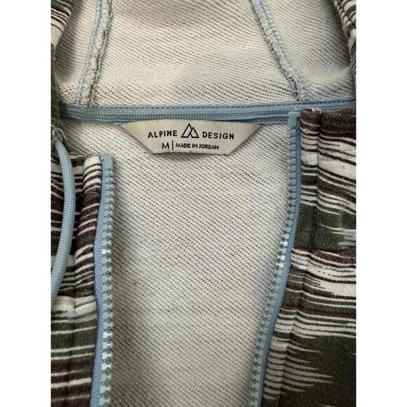Men’s M Alpine Design Full Zip Graphic Striped Hoodie Coogi Style Pockets - Picture 2 of 6